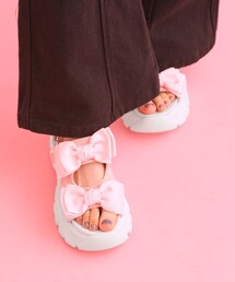 厚底ダブルリボンガーリーサンダル