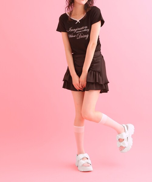 cs T&P(シーエスティーアンドピー)の「厚底ダブルリボンガーリーサンダル(サンダル・レディース・ライトブルー/ピンク系/ブラック/ホワイト・M/LL/S/L)」の7枚目の写真