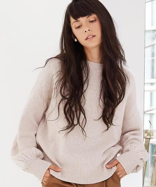 green label relaxing(グリーンレーベルリラクシング)の「KC W ソデ ボリューム POニット◆(ニット/セーター・レディース・グレー/ダークブラウン/ベージュ・FREE)」の3枚目の写真