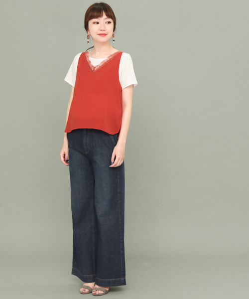 KBF+（ケービーエフプラス）の「KBF+ フレアワイドデニムパンツ（その他パンツ・レディース・ライトインディゴブルー/インディゴブルー・36/40/38）」の20枚目の写真