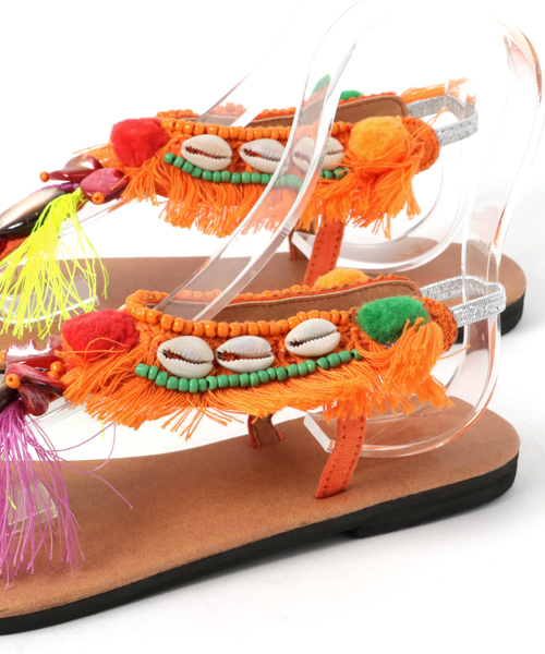 チャイハネ（チャイハネ）の「【チャイハネ】エスニックフリンジトングサンダル（サンダル・レディース・オレンジ/ブルー・MEDIUM/LARGE）」の9枚目の写真