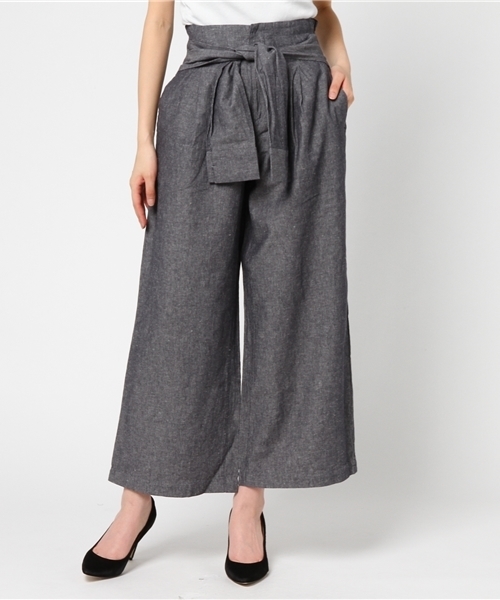 LBC(エルビーシー)の「リネンコットンウエストマークパンツ (その他パンツ・レディース・ダークネイビー/ブラック・LARGE/MEDIUM)」の2枚目の写真