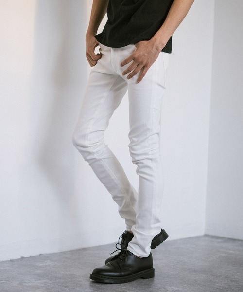 Rocky Monroe（ロッキーモンロー）の「日本製 テーパード スキニーデニムパンツ ホワイトパンツ リジット（デニムパンツ・メンズ・ホワイト/インディゴブルー/グレー/ブラック・L/S/M）」の2枚目の写真