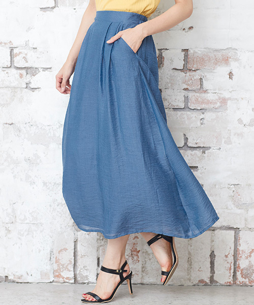 Pierrot（ピエロ）の「楊柳ロングスカート（スカート・レディース・ライトグレー/ネイビー/イエロー/ブルー・M/L）」の3枚目の写真