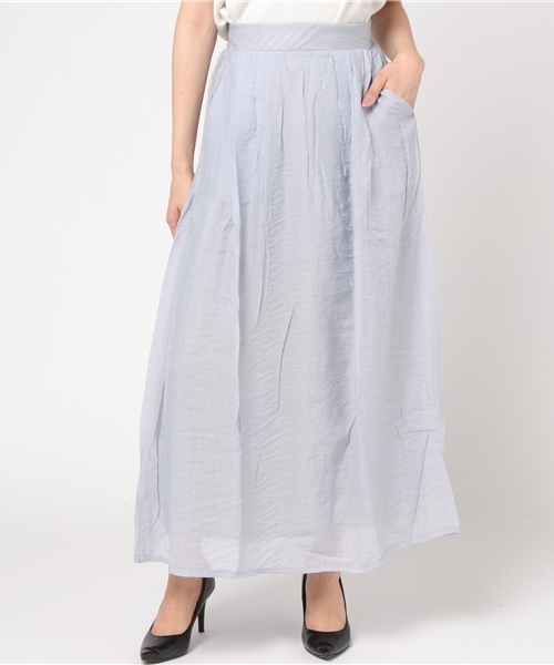 Pierrot（ピエロ）の「楊柳ロングスカート（スカート・レディース・ライトグレー/ネイビー/イエロー/ブルー・M/L）」の16枚目の写真