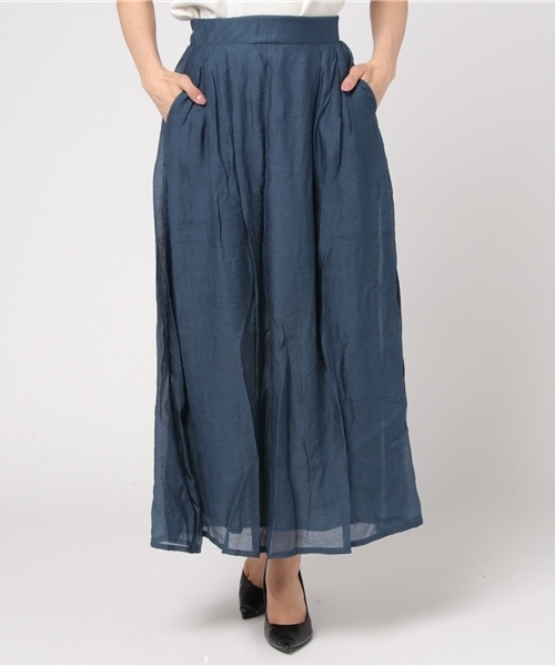Pierrot（ピエロ）の「楊柳ロングスカート（スカート・レディース・ライトグレー/ネイビー/イエロー/ブルー・M/L）」の17枚目の写真