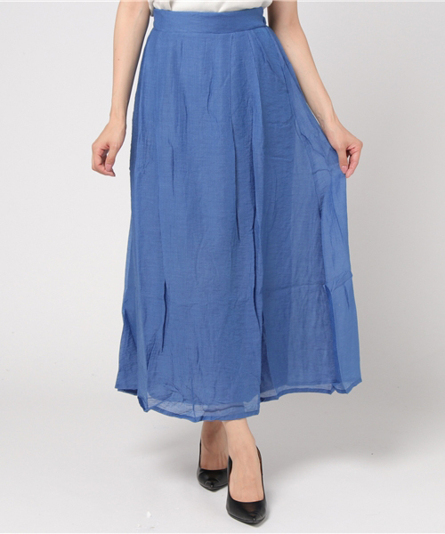 Pierrot（ピエロ）の「楊柳ロングスカート（スカート・レディース・ライトグレー/ネイビー/イエロー/ブルー・M/L）」の18枚目の写真