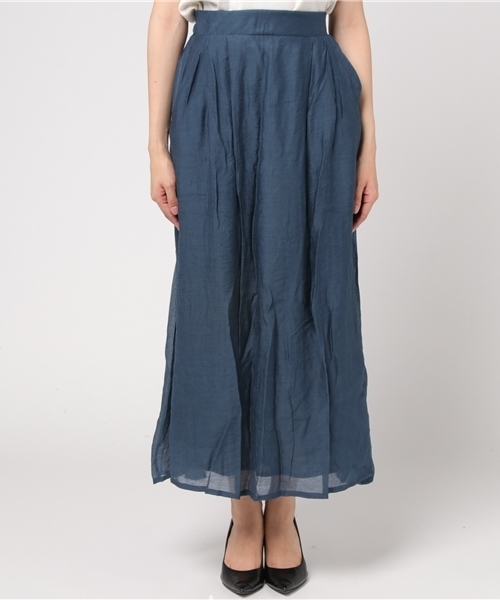 Pierrot（ピエロ）の「楊柳ロングスカート（スカート・レディース・ライトグレー/ネイビー/イエロー/ブルー・M/L）」の5枚目の写真