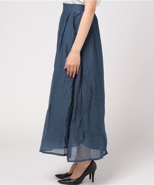 Pierrot（ピエロ）の「楊柳ロングスカート（スカート・レディース・ライトグレー/ネイビー/イエロー/ブルー・M/L）」の6枚目の写真