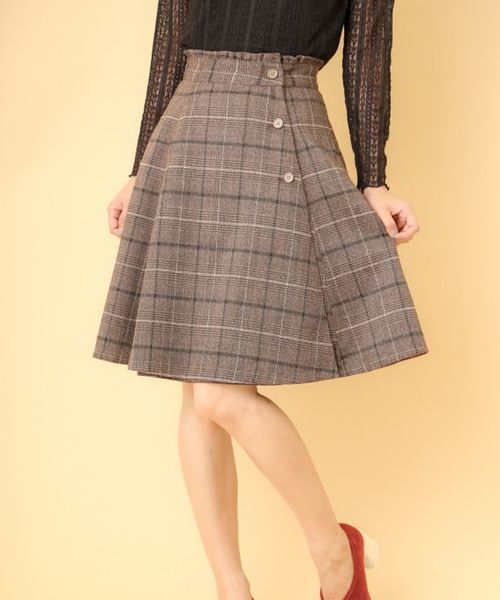 OLIVE des OLIVE（オリーブデオリーブ）の「リバーシブルラップフレアスカート◆（スカート・レディース・チャコールグレー/ブラック/ブラウン・FREE）」の3枚目の写真