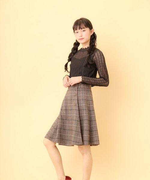 OLIVE des OLIVE（オリーブデオリーブ）の「リバーシブルラップフレアスカート◆（スカート・レディース・チャコールグレー/ブラック/ブラウン・FREE）」の7枚目の写真