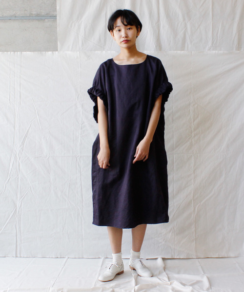 Ebonyivory エボニーアイボリー の C Ramie 交織サテン くしゅ袖ワンピース ワンピース Wear