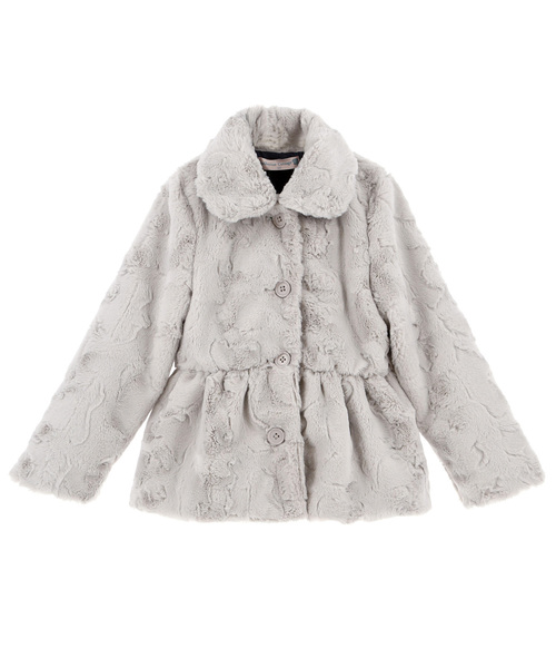 Catherine Cottage（キャサリンコテージ）の「裾フリル丸襟フェイクファーコート（その他アウター・キッズ・ブラック/ホワイト系その他2/パープル系その他5/シルバー系その他2・100/140/120/150/110/130）」の4枚目の写真