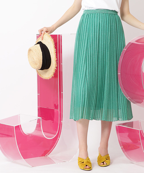 JILL STUART（ジルスチュアート）の「シャインプリーツスカート（スカート・レディース・ベージュ/ピンク/グリーン・2）」の2枚目の写真