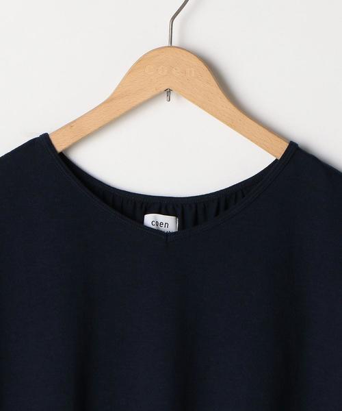 coen（コーエン）の「【接触冷感】梨地バックギャザーカットソー（Tシャツ/カットソー・レディース・イエロー/ネイビー/ナチュラル・FREE）」の16枚目の写真