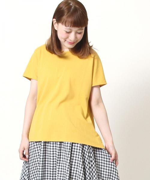 coen（コーエン）の「【接触冷感】梨地バックギャザーカットソー（Tシャツ/カットソー・レディース・イエロー/ネイビー/ナチュラル・FREE）」の7枚目の写真