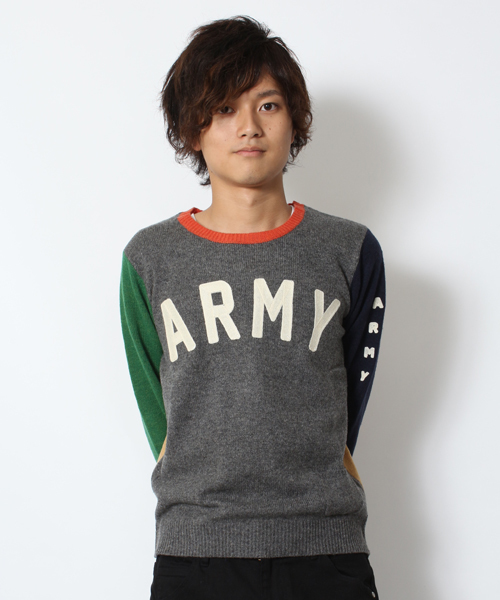 WEGO（ウィゴー）の「WEGO/ロゴ刺繍ニット（ニット/セーター・メンズ・グリーン/オレンジ/その他1・MEDIUM/LARGE）」の3枚目の写真