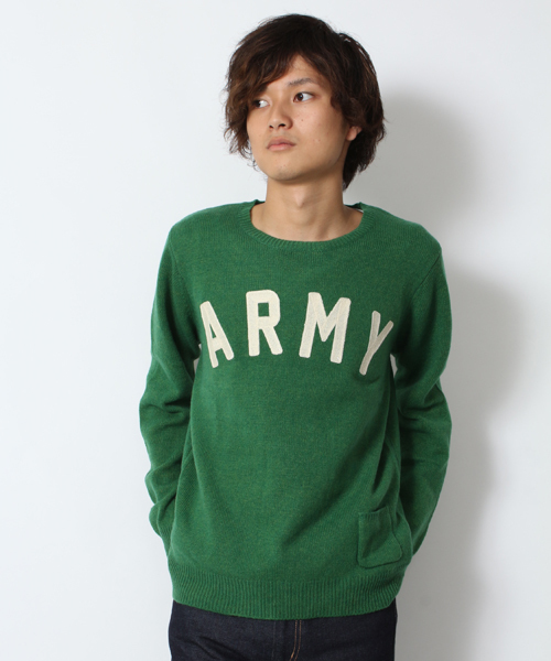 WEGO（ウィゴー）の「WEGO/ロゴ刺繍ニット（ニット/セーター・メンズ・グリーン/オレンジ/その他1・MEDIUM/LARGE）」の2枚目の写真