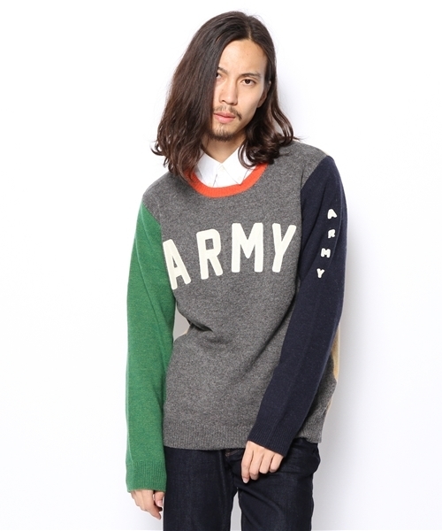 WEGO（ウィゴー）の「WEGO/ロゴ刺繍ニット（ニット/セーター・メンズ・グリーン/オレンジ/その他1・MEDIUM/LARGE）」の16枚目の写真