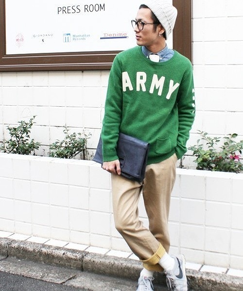 WEGO（ウィゴー）の「WEGO/ロゴ刺繍ニット（ニット/セーター・メンズ・グリーン/オレンジ/その他1・MEDIUM/LARGE）」の20枚目の写真