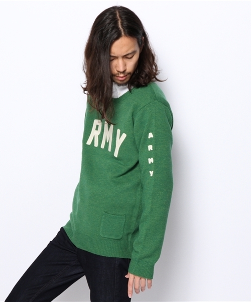 WEGO（ウィゴー）の「WEGO/ロゴ刺繍ニット（ニット/セーター・メンズ・グリーン/オレンジ/その他1・MEDIUM/LARGE）」の5枚目の写真