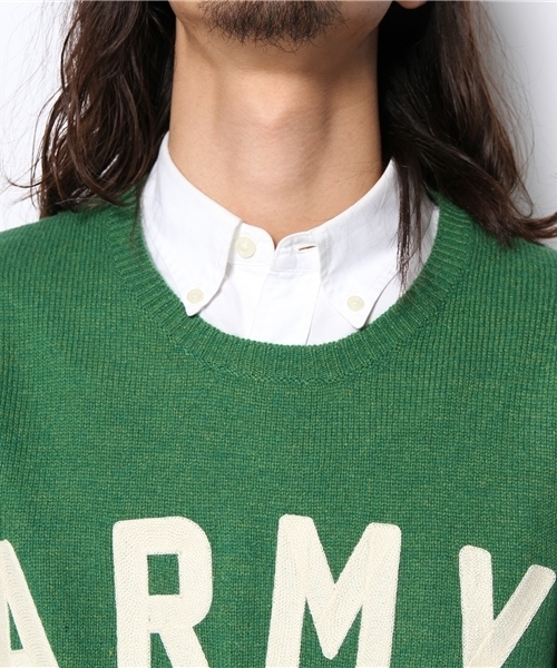 WEGO（ウィゴー）の「WEGO/ロゴ刺繍ニット（ニット/セーター・メンズ・グリーン/オレンジ/その他1・MEDIUM/LARGE）」の7枚目の写真