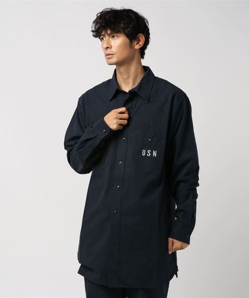 HOUSTON(ヒューストン)の「【HOUSTON】USN HEAVY POPLIN SHIRT(シャツ/ブラウス・メンズ・ホワイト/ネイビー/カーキ/オリーブドラブ・14.5/15.5/16.5/17.5)」の4枚目の写真