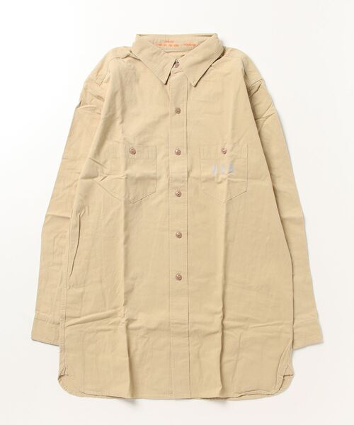 HOUSTON(ヒューストン)の「【HOUSTON】USN HEAVY POPLIN SHIRT(シャツ/ブラウス・メンズ・ホワイト/ネイビー/カーキ/オリーブドラブ・14.5/15.5/16.5/17.5)」の1枚目の写真