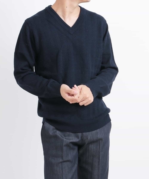 MICHEL KLEIN HOMME (ミッシェルクランオム)の「Vネックニット(Garden)(ニット/セーター・メンズ・グリーン/モカ/ネイビー/レッド・46/48/51)」の10枚目の写真