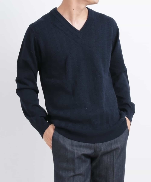 MICHEL KLEIN HOMME (ミッシェルクランオム)の「Vネックニット(Garden)(ニット/セーター・メンズ・グリーン/モカ/ネイビー/レッド・46/48/51)」の15枚目の写真