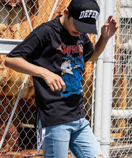 163(イチロクサン)の「直営店・WEB限定 163(イチロクサン) Cypress Hill 裾テープ付ビッグシルエット 半袖Tシャツ(Tシャツ/カットソー・メンズ・ブラック系その他/ブラック系その他2/ブラック系その他3・SMALL/MEDIUM/LARGE/X-LARGE)」の2枚目の写真