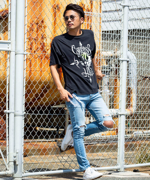 163(イチロクサン)の「直営店・WEB限定 163(イチロクサン) Cypress Hill 裾テープ付ビッグシルエット 半袖Tシャツ(Tシャツ/カットソー・メンズ・ブラック系その他/ブラック系その他2/ブラック系その他3・SMALL/MEDIUM/LARGE/X-LARGE)」の5枚目の写真