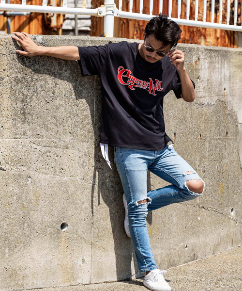 163(イチロクサン)の「直営店・WEB限定 163(イチロクサン) Cypress Hill 裾テープ付ビッグシルエット 半袖Tシャツ(Tシャツ/カットソー・メンズ・ブラック系その他/ブラック系その他2/ブラック系その他3・SMALL/MEDIUM/LARGE/X-LARGE)」の6枚目の写真