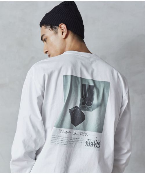 EDWIN(エドウィン)の「EDWIN エドウィン 【ZOZOTOWN・直営EC限定商品】EDWIN OLD AD "SUMIMASEN" LONG SLEEVE TEE ユニセックス(Tシャツ/カットソー・メンズ・ホワイト/ブラック・M/L/XL)」の2枚目の写真