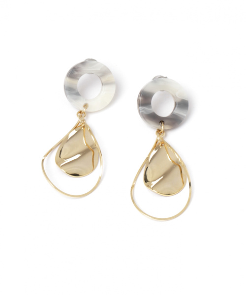 GLOBAL WORK（グローバルワーク）の「マーブルリングピアス/831685（ピアス（両耳用）・レディース・ライトグレー/ダークブラウン/グリーン・FREE）」の2枚目の写真