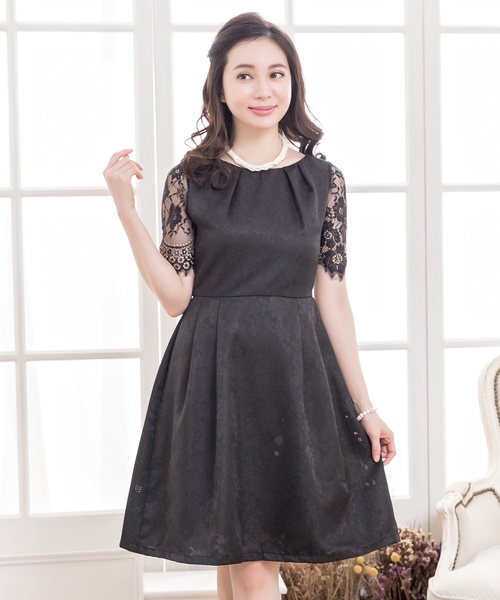Lace Ladies(レースレディース)の「レース袖クラシックドレス・ワンピース(ドレス・レディース・ブラック/ネイビー・S/M/L/XL/XXL)」の3枚目の写真