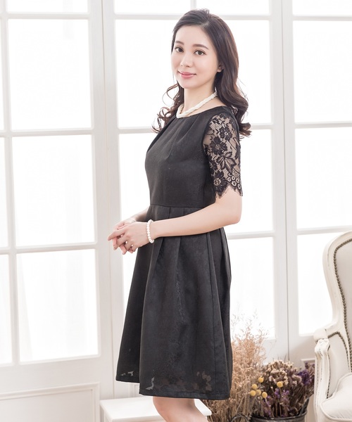 Lace Ladies(レースレディース)の「レース袖クラシックドレス・ワンピース(ドレス・レディース・ブラック/ネイビー・S/M/L/XL/XXL)」の4枚目の写真