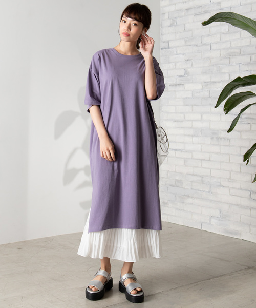 WEGO（ウィゴー）の「WEGO/USAコットンスリットワンピース（ワンピース・レディース・ホワイト/ブラック/ベージュ/パープル・FREE）」の17枚目の写真