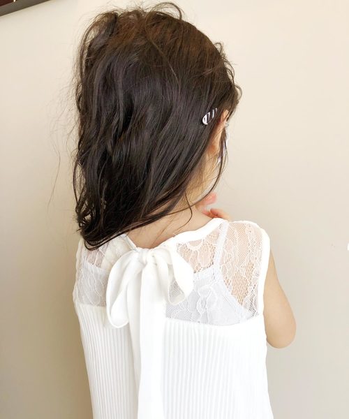 THE CASUAL（カジュアル）の「バックリボンレースワンピース キッズ（ワンピース・キッズ・ブラック/ピンク/オフホワイト・120cm/130cm/150cm/140cm/160cm）」の6枚目の写真