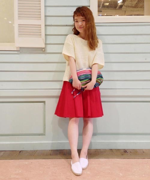 Kastane（カスタネ）の「【Kastane】ツイルWタックステッチスカート（スカート・レディース・ネイビー/レッド/ホワイト・FREE）」の10枚目の写真