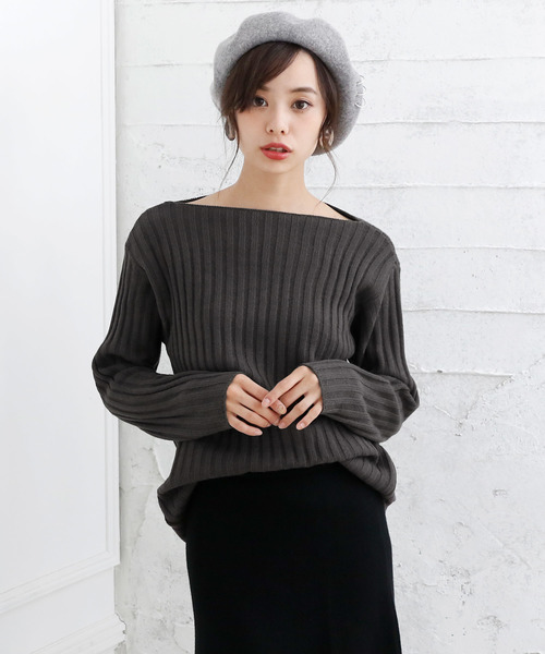 Girly Doll(ガーリードール)の「ボートネック リブニットトップス(ニット/セーター・レディース・ブラック/ブラック系その他/ボルドー/レッド系その他/ダークグレー/グレー系その他2/グレー/グレー系その他/カーキ/グリーン系その他・FREE)」の6枚目の写真