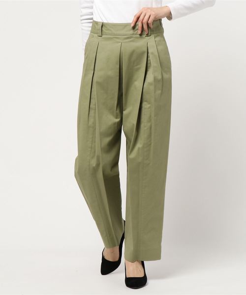 miniyu（ミニュウ）の「Marugaux/tuck trousers（ag)（その他パンツ・レディース・ベージュ/ネイビー/カーキ・1/2）」の2枚目の写真