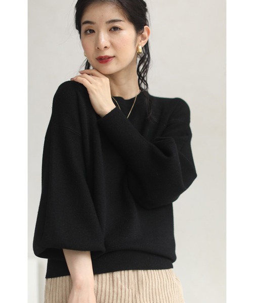 cawaii（カワイイ）の「ベーシックな長袖ポワンニットトップス（ニット/セーター・レディース・ワイン/ホワイト/ブルー/ブラック・FREE）」の5枚目の写真
