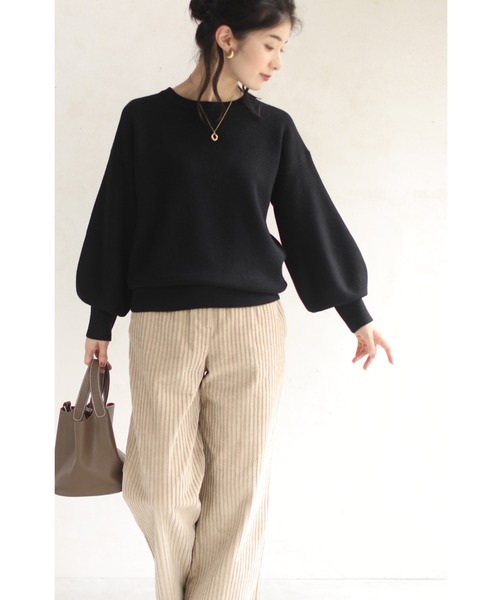 cawaii（カワイイ）の「ベーシックな長袖ポワンニットトップス（ニット/セーター・レディース・ワイン/ホワイト/ブルー/ブラック・FREE）」の16枚目の写真