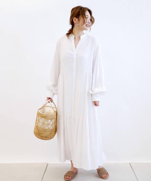 DouDou(ドゥドゥ)の「麻レーヨン切り替えワンピース W(ワンピース・レディース・オフホワイト・38/36)」の1枚目の写真