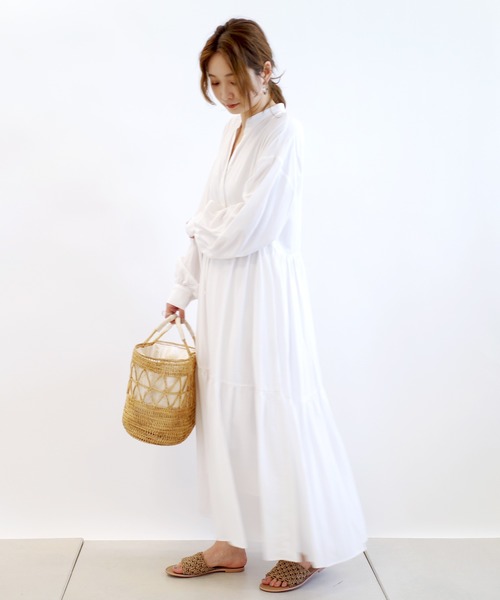 DouDou(ドゥドゥ)の「麻レーヨン切り替えワンピース W(ワンピース・レディース・オフホワイト・38/36)」の3枚目の写真