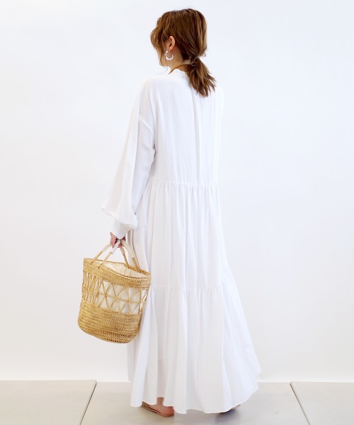 DouDou(ドゥドゥ)の「麻レーヨン切り替えワンピース W(ワンピース・レディース・オフホワイト・38/36)」の4枚目の写真