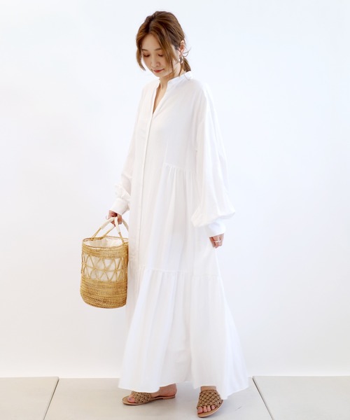 DouDou(ドゥドゥ)の「麻レーヨン切り替えワンピース W(ワンピース・レディース・オフホワイト・38/36)」の7枚目の写真