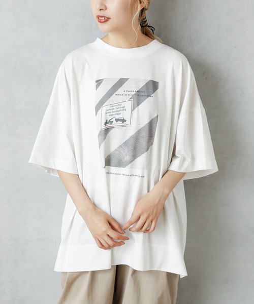 PUAL CE CIN（ピュアルセシン）の「フォトT（Tシャツ/カットソー・レディース・オフホワイト/ホワイト系その他/グレー/グレイッシュベージュ・FREE）」の5枚目の写真