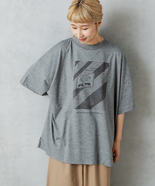 PUAL CE CIN（ピュアルセシン）の「フォトT（Tシャツ/カットソー・レディース・オフホワイト/ホワイト系その他/グレー/グレイッシュベージュ・FREE）」の12枚目の写真